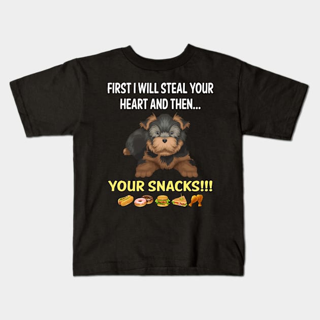 Steal Heart Yorkshire Terrier 01 Kids T-Shirt by blakelan128